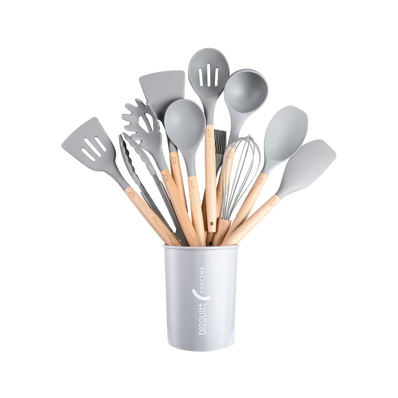 Kit De Utensílios Silicone Espátula Cozinha Biscuitt Cuccina 12 Peças