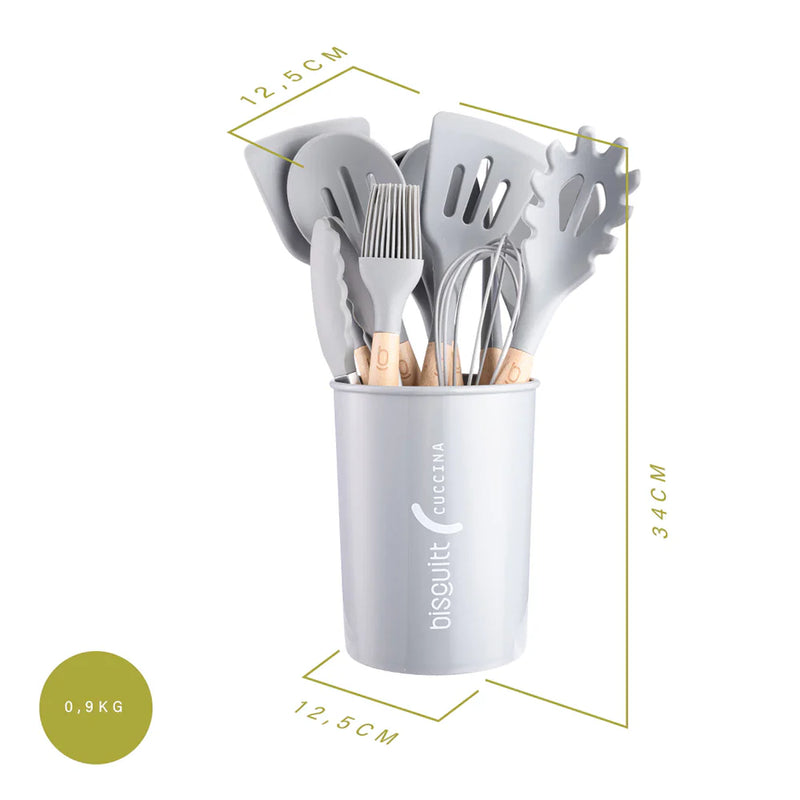 Kit De Utensílios Silicone Espátula Cozinha Biscuitt Cuccina 12 Peças