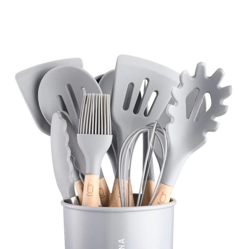 Kit De Utensílios Silicone Espátula Cozinha Biscuitt Cuccina 12 Peças