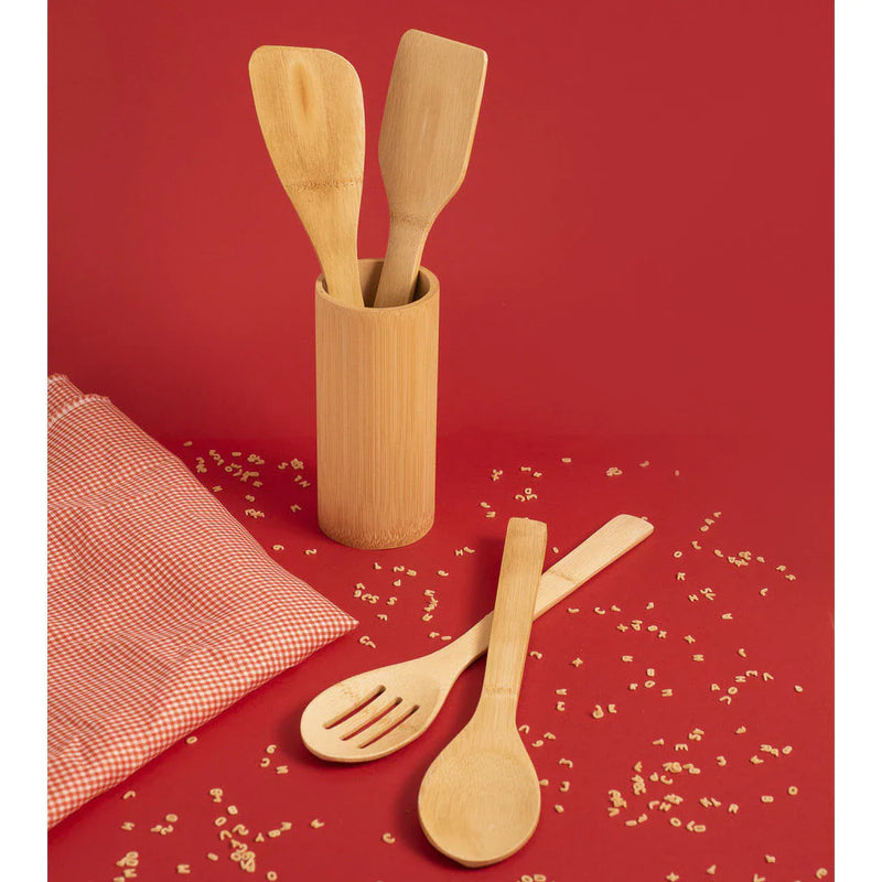 Kit de Utensílios de Bambu 4pcs - Mozcada