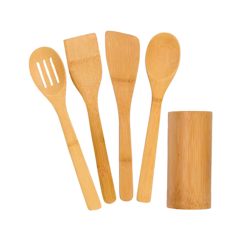 Kit de Utensílios de Bambu 4pcs - Mozcada