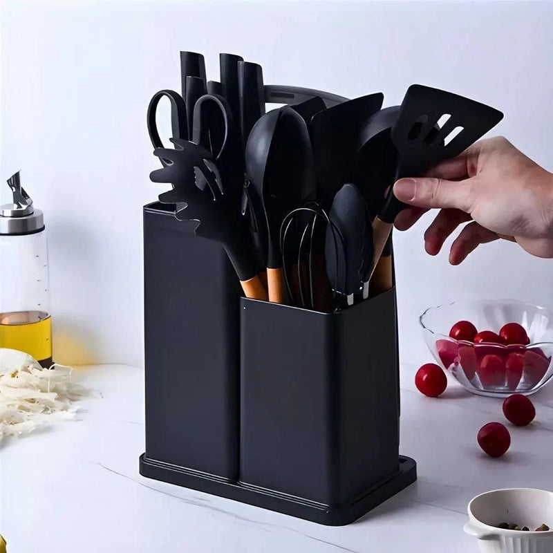 Kit Utensílios De Cozinha Jogo Completo 19 Peças - Preto