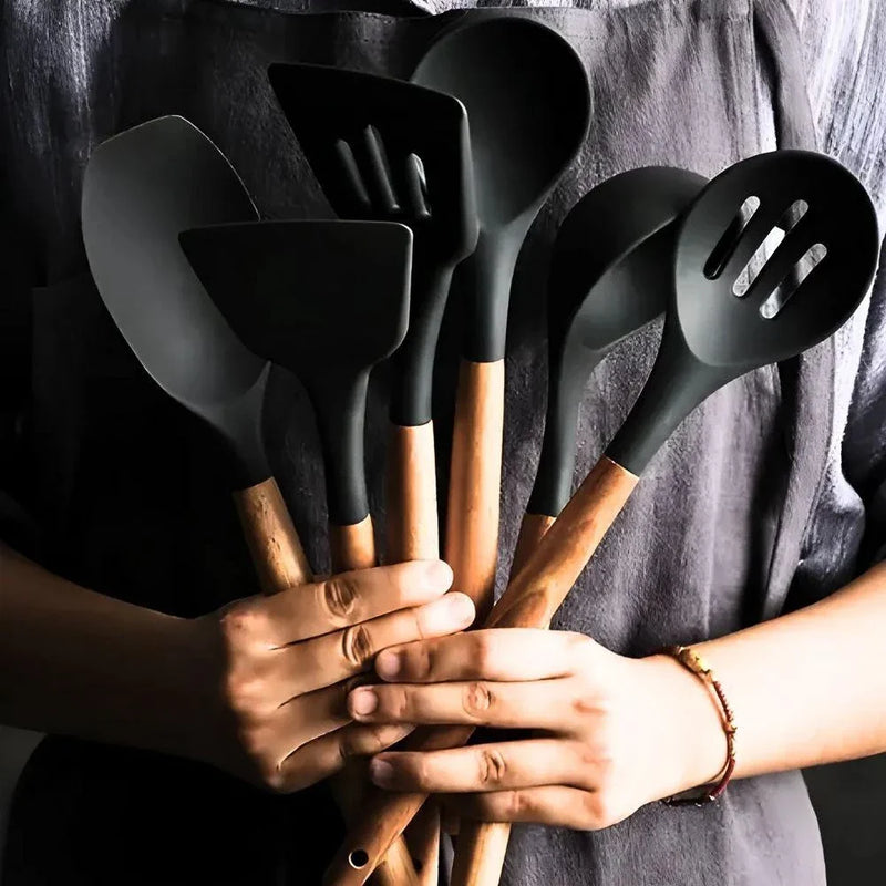 Kit Utensílios De Cozinha Jogo Completo 19 Peças - Preto